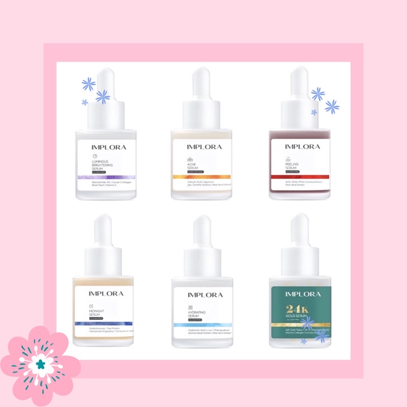 [BPOM] Implora Serum Wajah 20ml | Face Serum Acne Luminous Brightening Midnight Peeling Hydrating 24