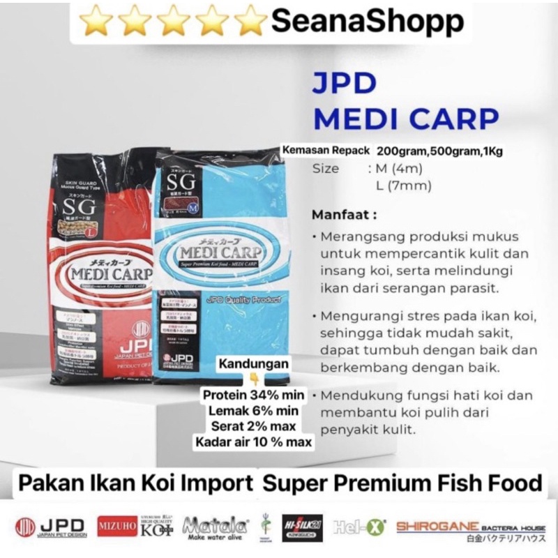 Pelet JPD MEDICARP SG Floating 500gram Pakan Ikan Koi Super Premium Import Japan