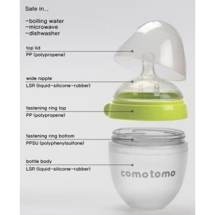 [ASLI] COMOTOMO Bottle 150ml Green &amp; Pink / Botol Susu Comotomo / botol susu bagus / botol susu premium