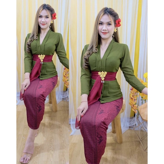 Kebaya bali kartini moscref lengan panjang/kebaya Kartini lengan panjang set sepaket ini