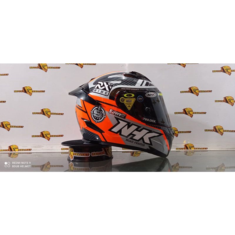 Helm Nhk full face RX9 paket ganteng motif racer x orange flouricent visor flat iridium-1