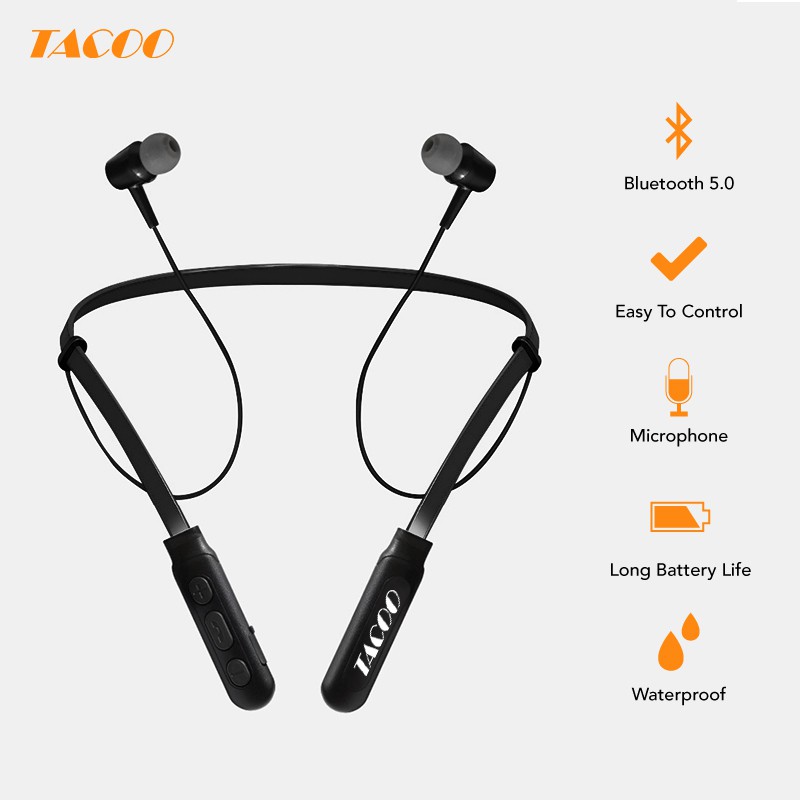

TACOO TEH0419 Bluetooth In-Ear Earphones Neckband Stereo dengan Mikrofon black