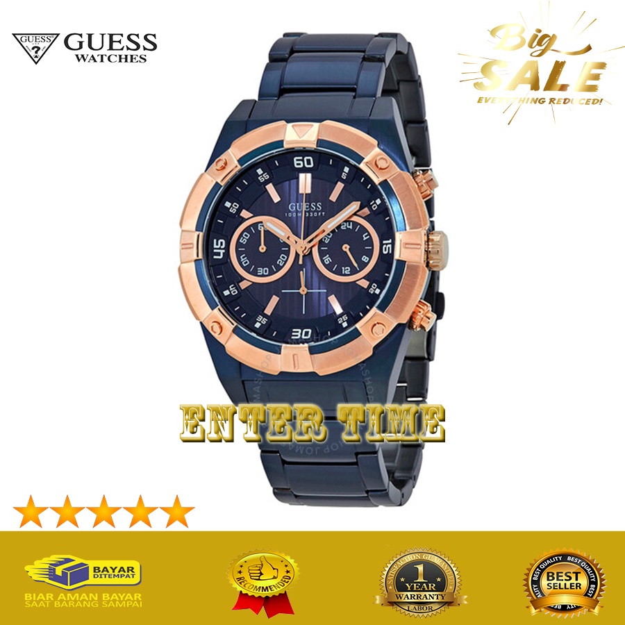 HOT PROMO  JAM TANGAN PRIA KEREN TERBARU MERK GUESS W0377G4 STAINLESS JAM TANGAN HADIAH BRANDED LIMI