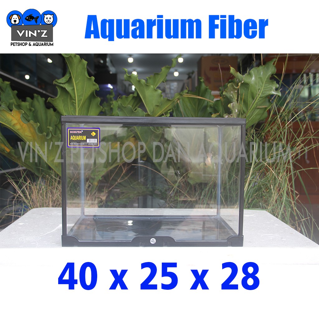 Jual aquarium fiber nikita ukuran l 40 x 25 x 28 hitam shopee indonesia