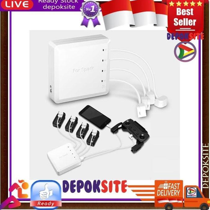 [BAYAR DI TEMPAT] DJI Spark 6in1 Battery Remote Charger Baterai Hub Parallel Dual USB {DISKON Kode