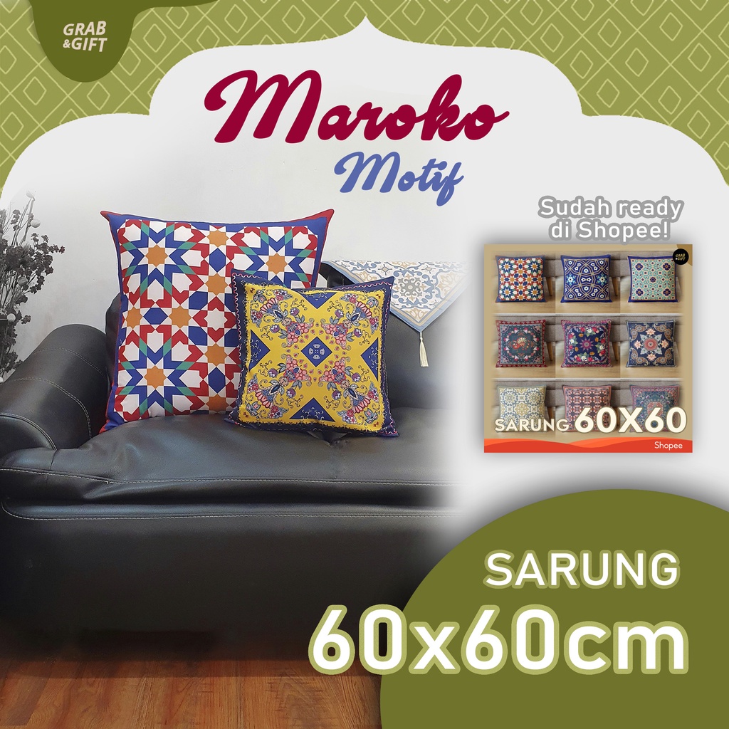 SARUNG Bantal 60x60 Sofa Motif Maroko Timur Tengah Arabik Marocco Tile Turkish Turki 60 cm Grabandgift