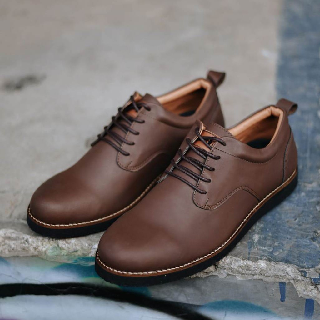 ALASKA BROWN Sepatu  Formal Casual  Pria  Coklat Shopee 