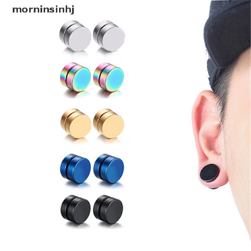 Mornin 3pcs / Set Anting Tusuk Magnetik Tanpa Tindik Gaya Punk Untuk Pria