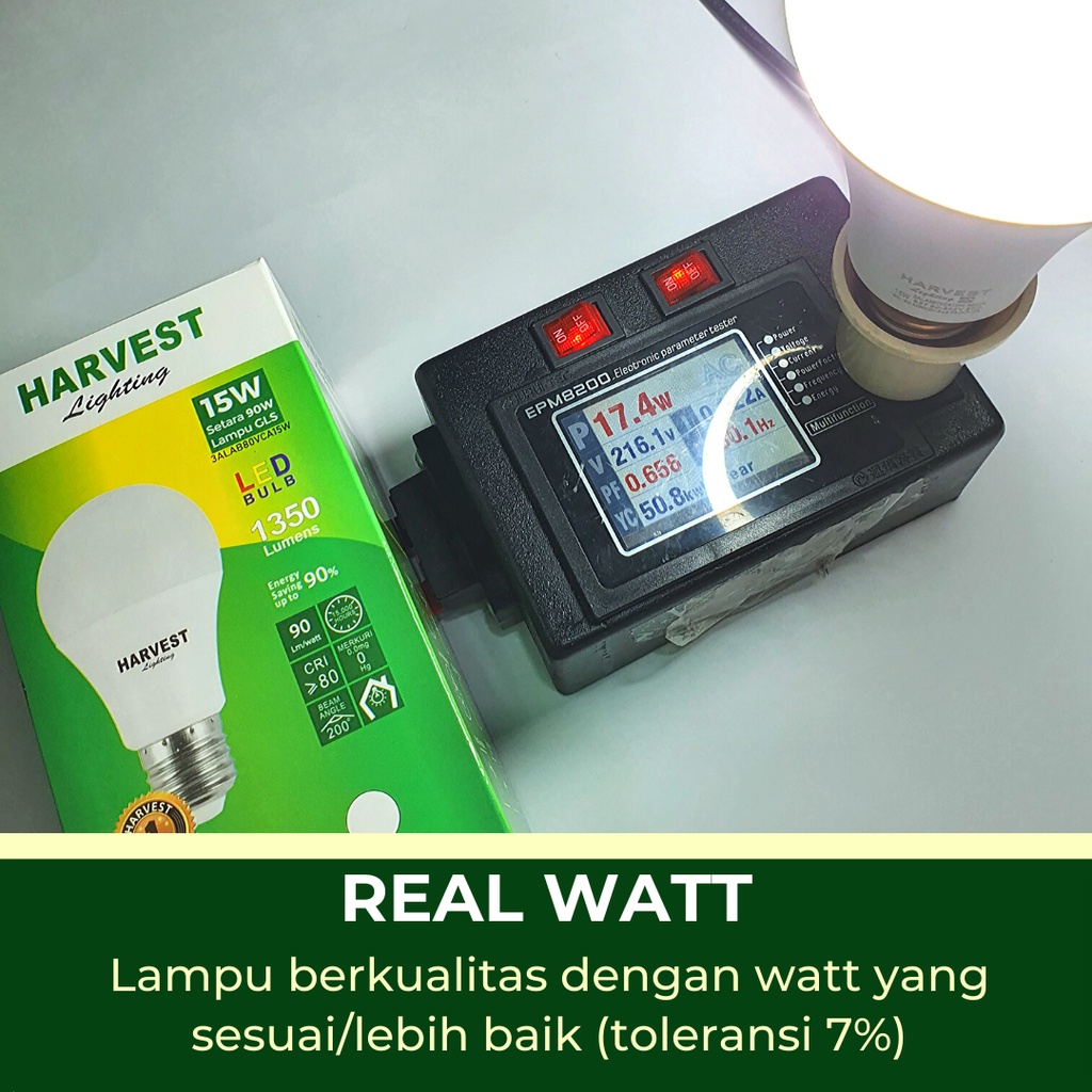 15W - Paket Isi 6 - HARVEST LIGHTING Lampu Bohlam LED A Bulb  15 Watt Lampu Hemat Energi Original Bersertifikasi SNI dan Bergaransi