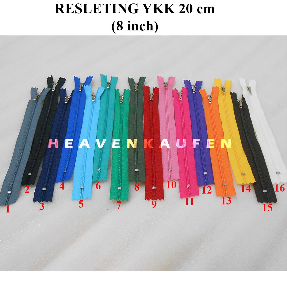 Resleting/Zipper YKK 20 cm (8 inch) Murah Warna-Warni