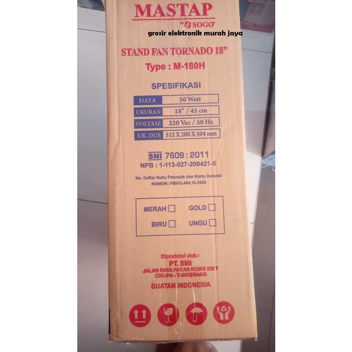 Kipas Angin Mastap 18 Inch Baling-baling Besi M180H (KHUSUS JNE/DLL)