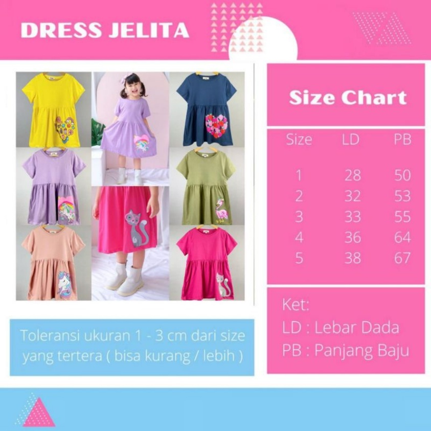 Dress Jelita Anak 1 -5 Tahun Dress Sablon Smilee Dress Anak Lucu Sehari hari CBKS S24