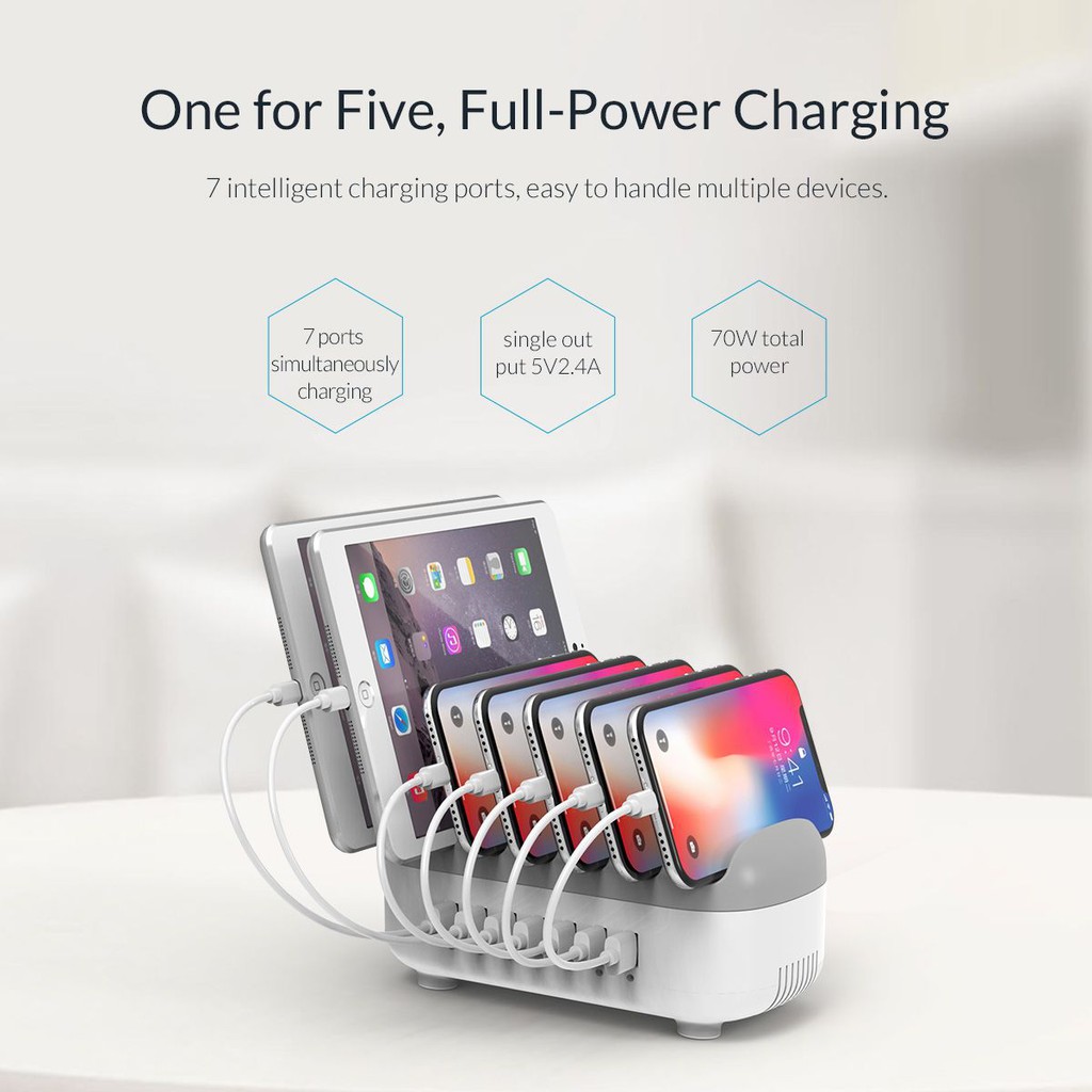 Smart Charging Station ORICO 7 Port Stand Phone holder DUK-7P - Terminal charger
