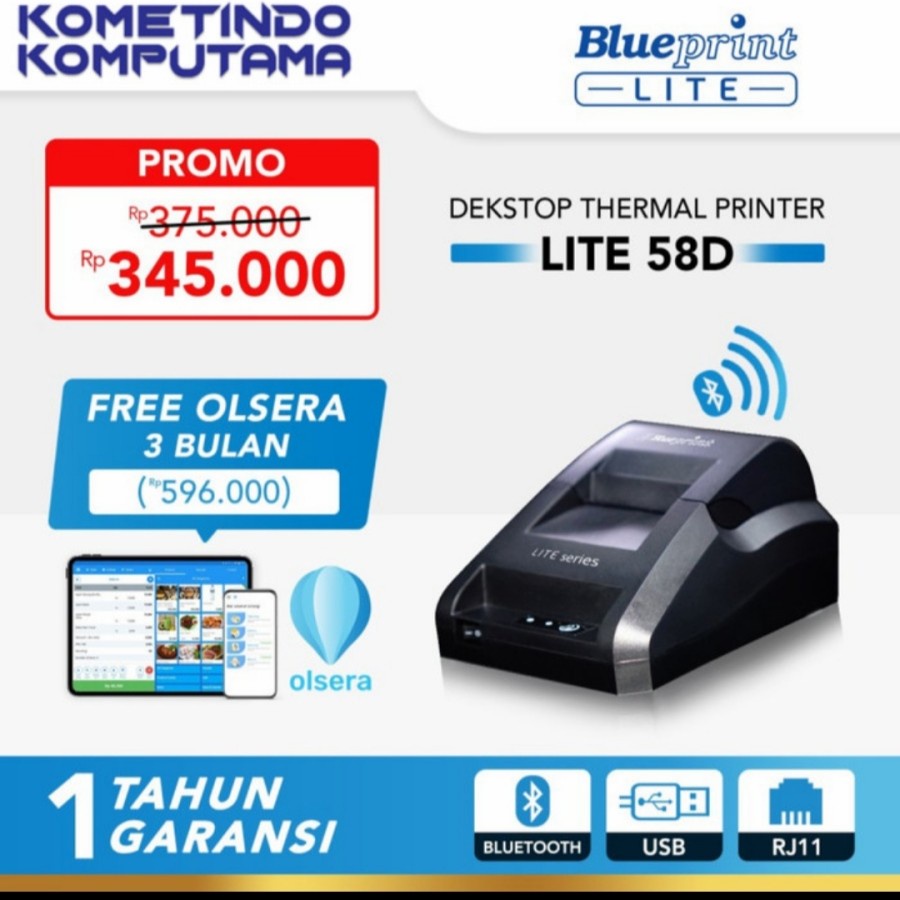 BL-DTS5840CP Direct Thermal Sticker 58 Continuous @40mm P 9,2 Meter BLUEPRINT LITE 1 Roll Label Stiker Portable