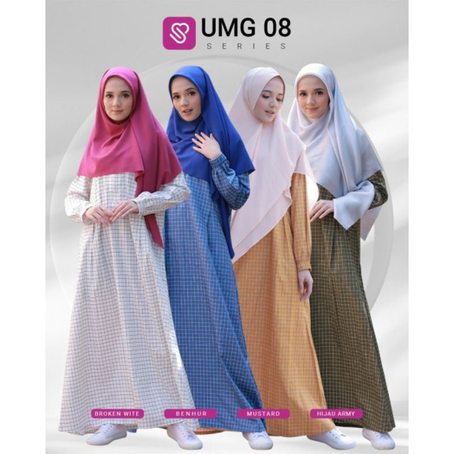 Gamis Terbaru UKHTI MUNIRA UMG08 | Gamis Ukhti Motif Kotak-Kotak Gamis Cantik Bahan Premium Katun Je
