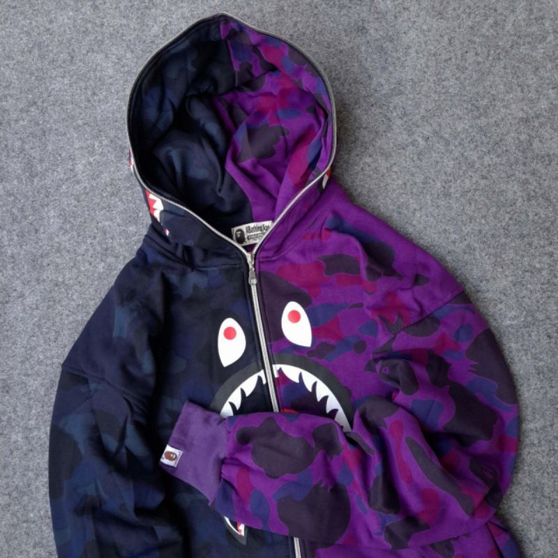 SWEATER HOODIE BAPE SHARK COMBI ZIPPER FULLTAG &amp;LEBEL