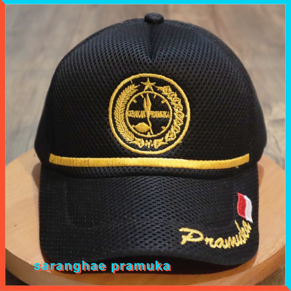 Topi Pramuka Loreng Doreng Double Mesh