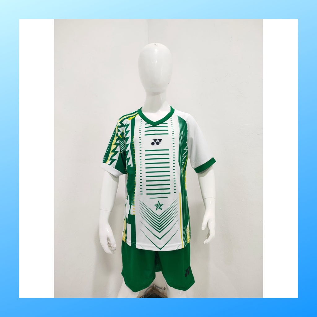 Kaos badminton anak laki-laki jersey bulutangkis baju celana setelan jersy perempuan stelan t-shirt outfit seragam kostum print olahraga casual suit pakaian jarsey oblong apparel sports jersi sudirman thomas uber cup bulu tangkis ST.Y171 putih polos