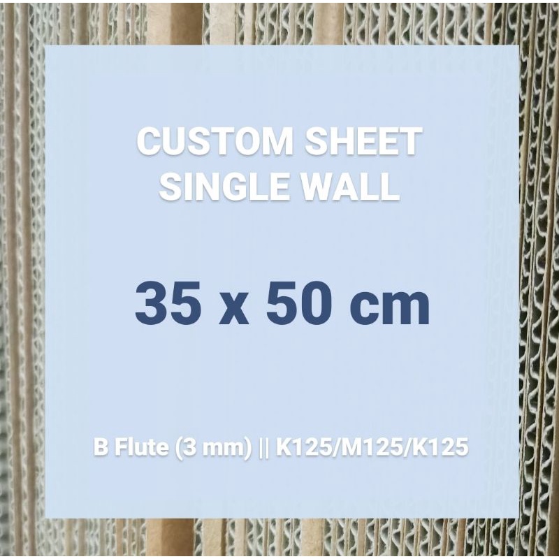 

custom kardus single wall 35 x 50 cm, tebal 3mm