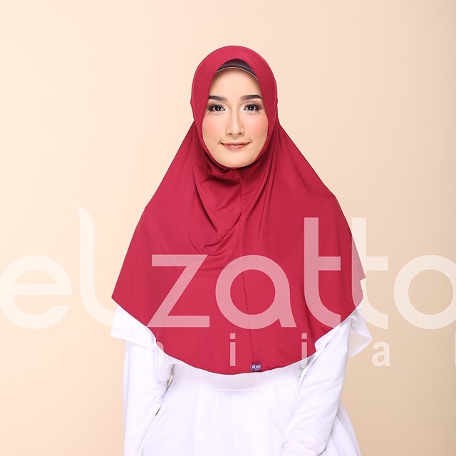 BERGO ELZATTA KERUDUNG HIJAB JILBAB KRUDUNG BERGO INSTAN  LANGSUNG POLOS PUTIH HITAMELZATA ZARIA CASUAL ELZATTA-Marun - 122