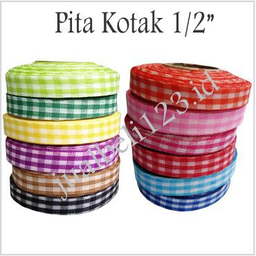 Pita Motif Kotak 1/2 inch atau 1.25cm