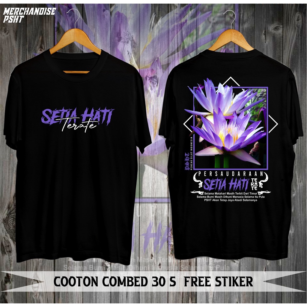 KAOS SH TERATE WARU PUTIH CLOTH BUNGA TERATE UNGU