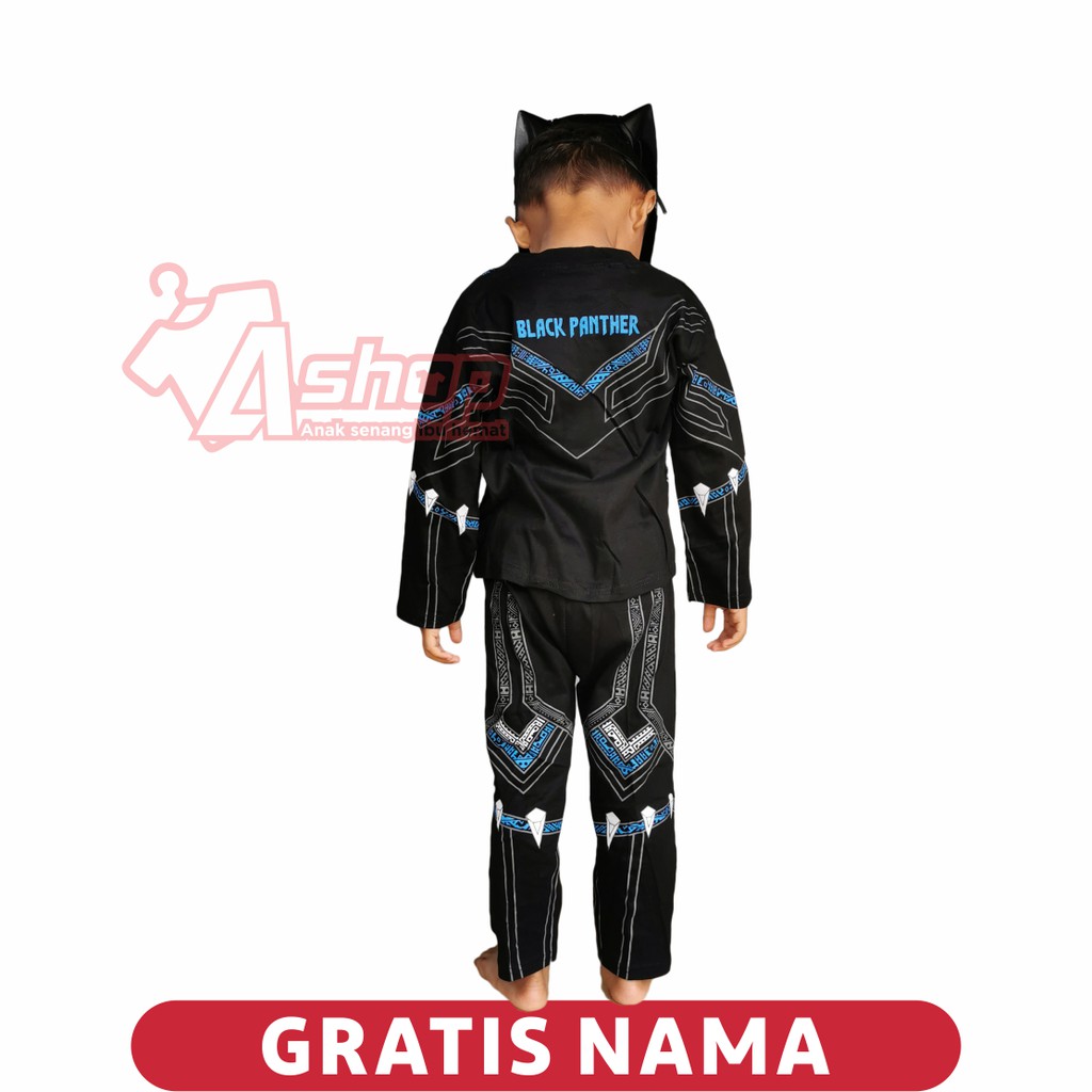 Kostum Anak Superhero Black Phanter Panjang