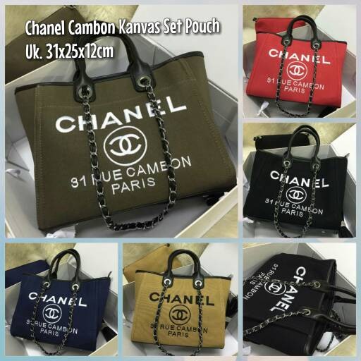 TAS CHANEL CAMBON KANVAS SET POUCH