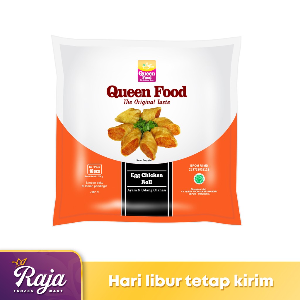 

Queen Food Egg Chicken Roll isi 16 350gr / Chicken Roll / Frozen Food / Kentang Beku / Makanan Beku