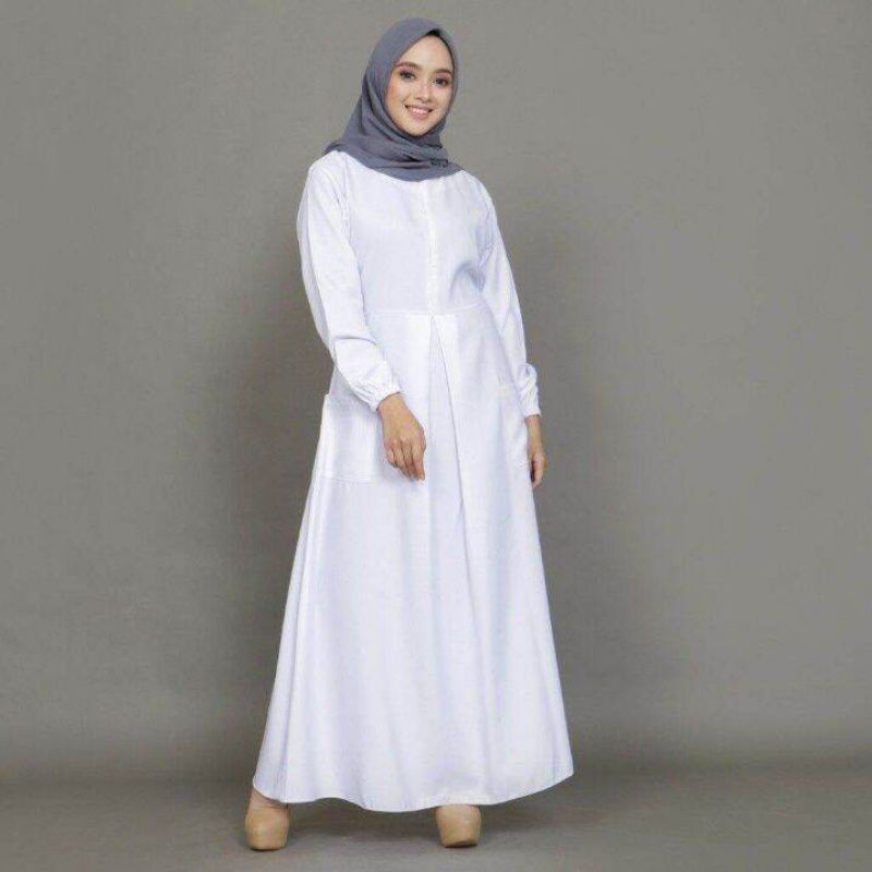 Gamis putih polos Gamis putih polos terbaru Gamis terkini Gamis putih polos termurah