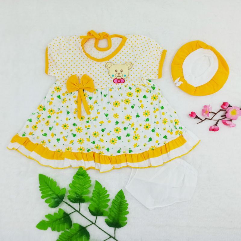 [Ss-1036] Pakaian Bayi New born 0-9bulan Free Topi, Dress Bayi, Baju Bayi Cantik