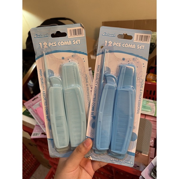 A64 PAKET SISIR RAMBUT 12pcs warna warni pink ungu biru hijau hitam putih kuning soft merah muda blue green white black murah termurah viral rambut panjang pendek lurus keriting