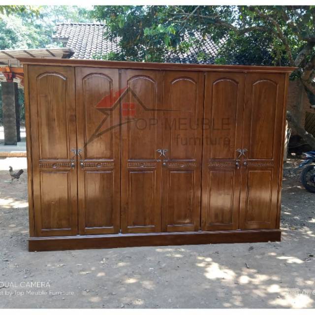 Lemari pakaian jati pintu 6, lemari pajangan kaca