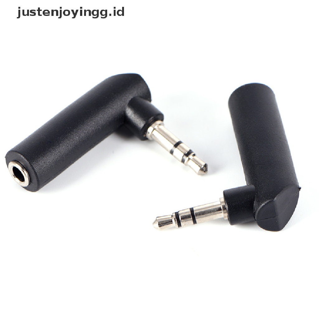 Adapter Extension Audio Stereo Male Ke Female Sudut Kanan 90 Derajat 3 Pole 3.5mm