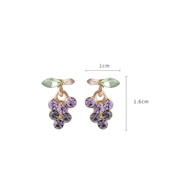 LRC Anting Tusuk Fashion Purple Gradient Diamond Diamond Earrings K23311