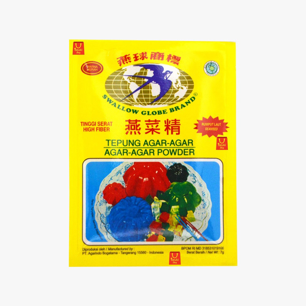 

Swallow Globe Brand Warna Merah Tepung Agar Agar Rumput Laut Tinggi Serat Eceran - 7gr