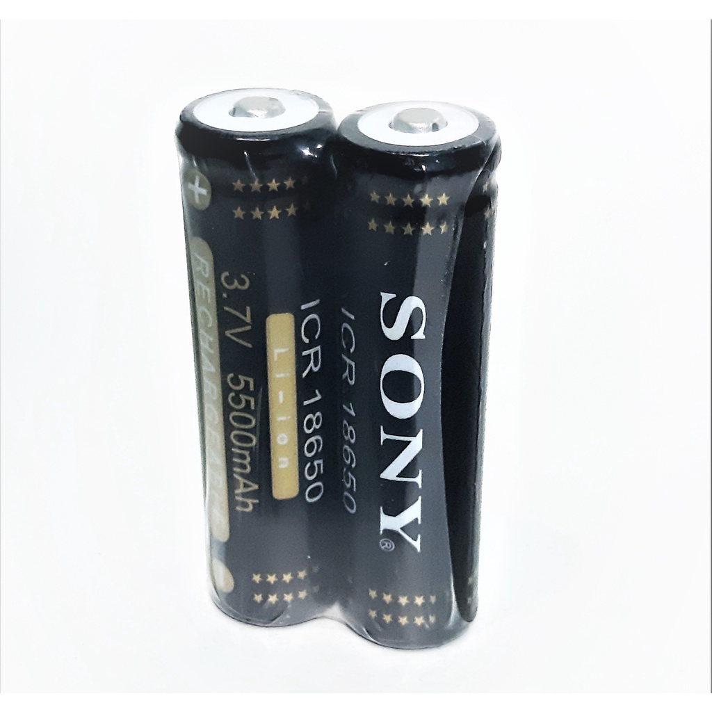 Baterai 18650 Li-ion 3.7volt - 5500mAh Warna Hitam Plus Timbul Isi 2pcs