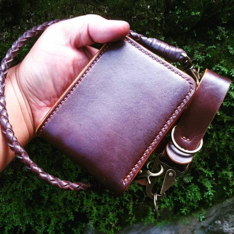 dompet pendek,tali anyam pengait dompet,hanger belt kulit asli handmade