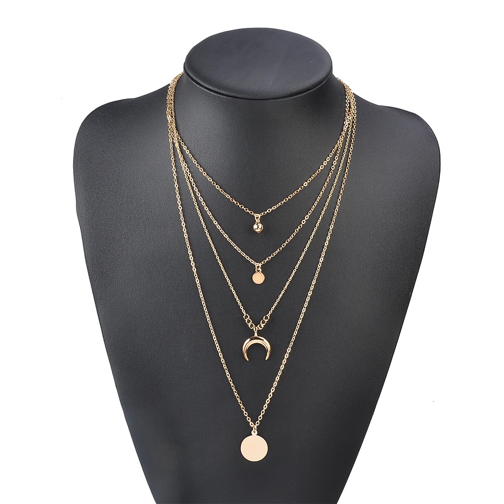 Cod Necklace Female Four Layered With Quality Chain And Pendant Moon