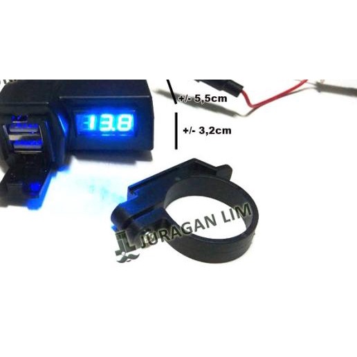 ● Voltmeter plus Charger HP 2 in 1 Mobil/Motor - Biru ❅