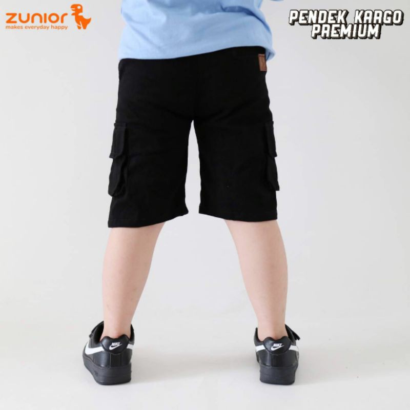 Pendek Cargo Anak Zunior Premium Hitam