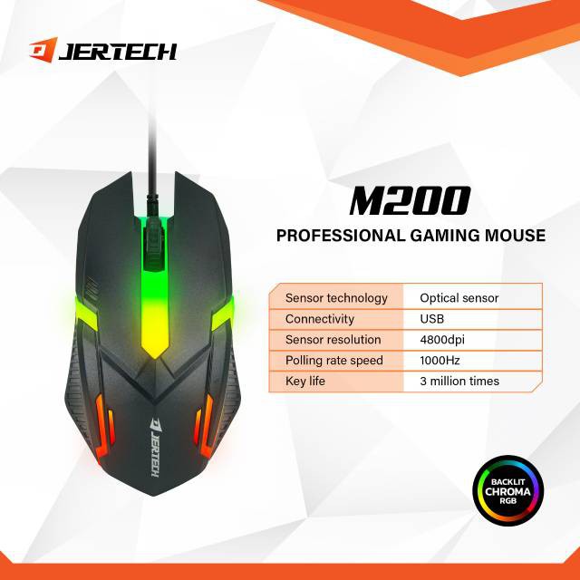 Mouse Gaming Komputer / Laptop Lampu Jertech RGB M200 - USB