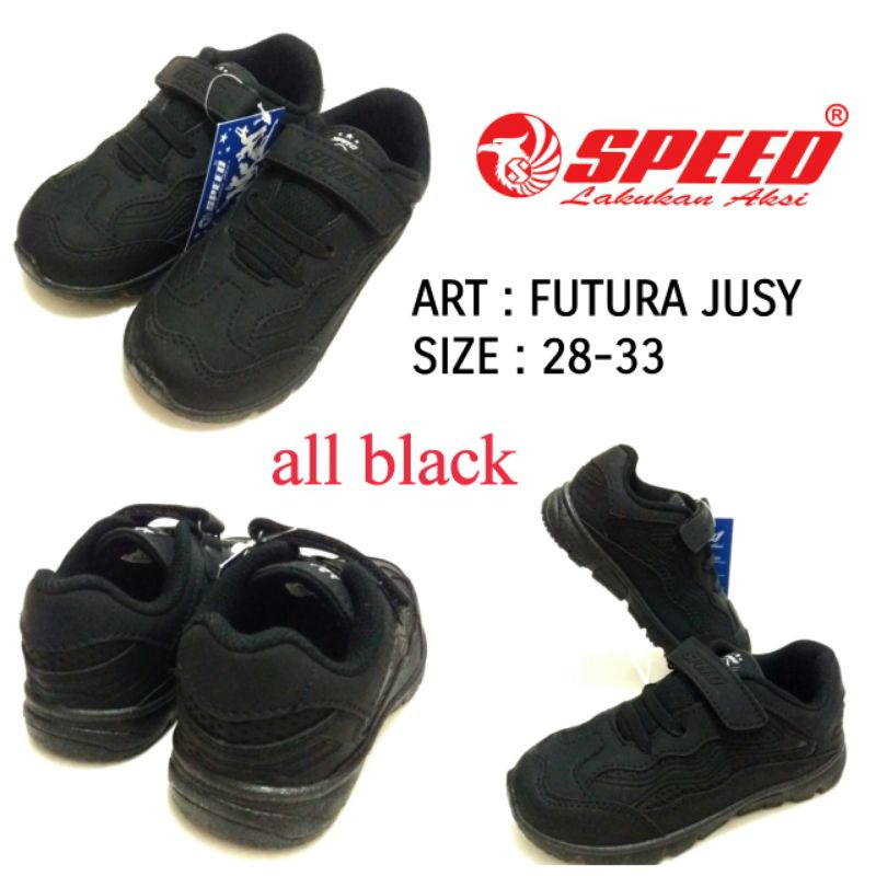 SEPATU SEKOLAH ANAK KREKETAN SPEED FUTURA JUSY WARNA HITAM SIZE 28-33  TERBARU HARGA MURAH