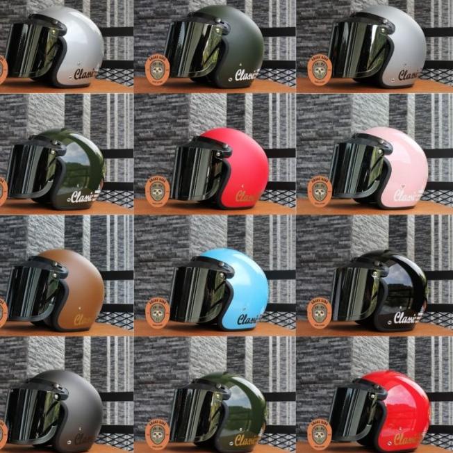 Terbagus.. HELM BOGO GARIS CLASIC FULL LEHER PRIA WANITA DEWASA