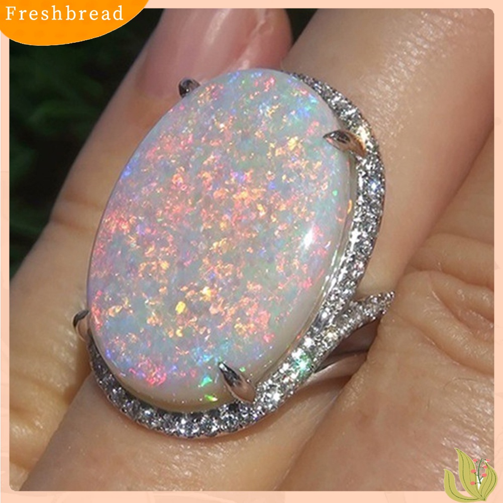 Terlaris Women Shining Artificial Opal Stone Finger Ring Wedding Engagement Jewelry Gift