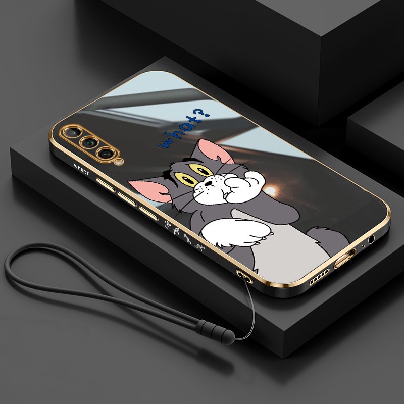 Ultra-thin 6D Plating Cartoon Case For SAMSUNG Galaxy A32 A52 A72 A22 Luxury Cartoon Soft electroplate Lanyard cover couple