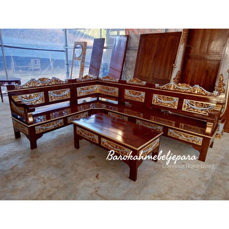 Kursi Sudut Jati Jepara Ukir