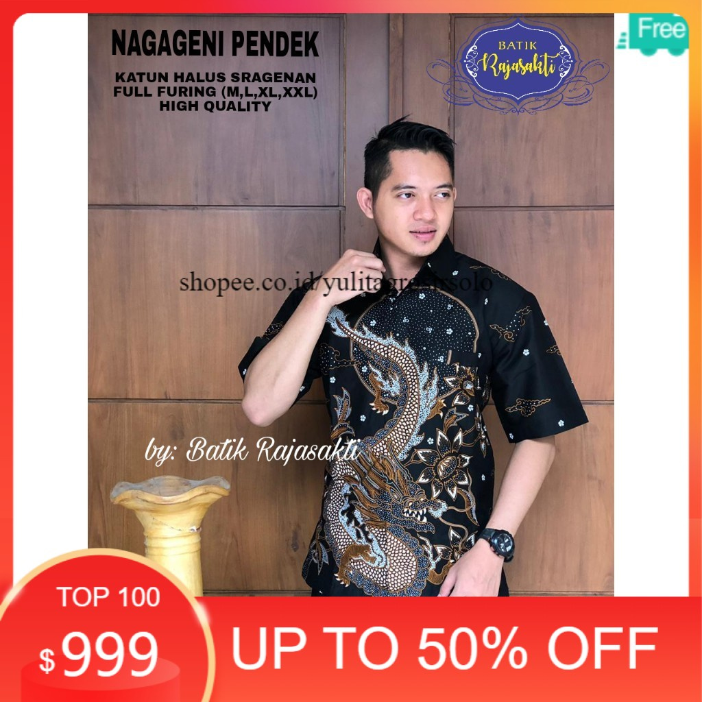 KEMEJA BATIK COWOK LENGAN PENDEK JUMBO BIG SIZE PREMIUM Naga Solo PRIA XXXL S M L XL XXL Slim Fit