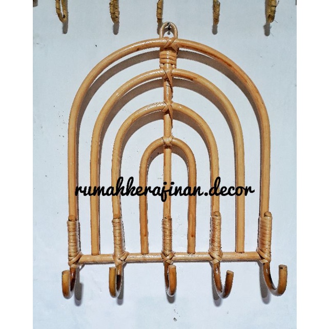 cantolan hook pelangi rotan kamar anak / rattan hook /cantelan hanger mainan / gantungan kunci baju