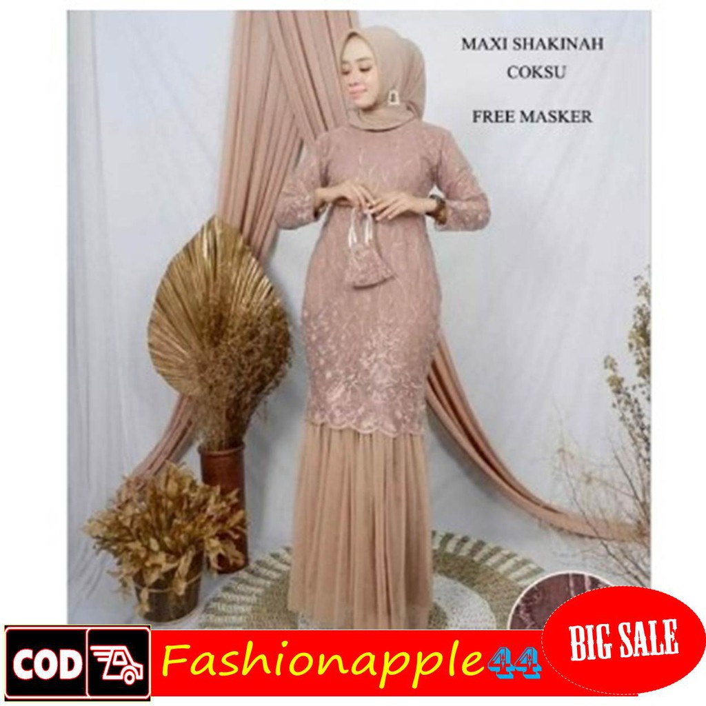 Baju Gamis Remaja Dewasa Trend 2021 Kekinian Model Baru Pesta Kondangan Mewah / Dress Shakinah Duyun